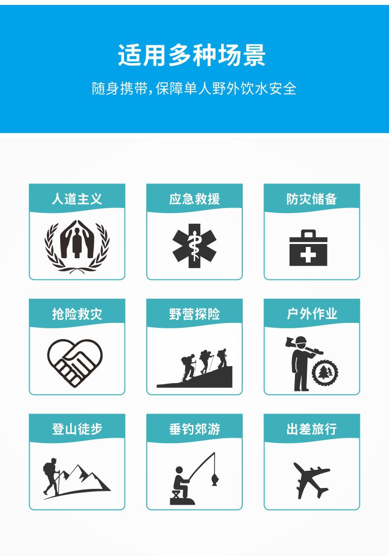 凈易單兵野外便攜式應(yīng)急救災凈水器適用于戶外作業(yè)、應(yīng)急救災等多種場景